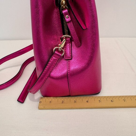 NWOT Kate Spade New York Hot Pink Saffiano Leather Satchel Tote Crossbody Strap - Picture 7 of 10